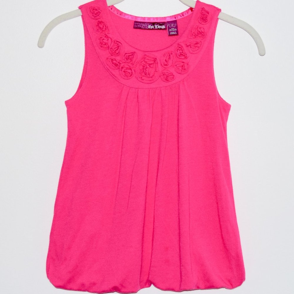 Epic Threads Sleeveless Top with Flowers at Neckline - Size Small